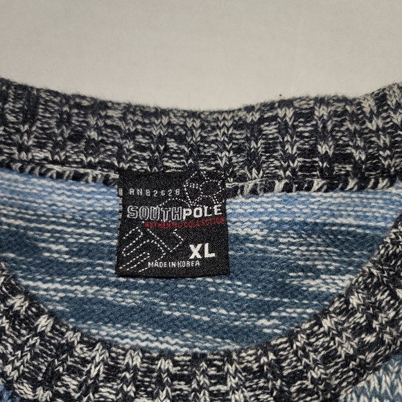 vintage y2k southpole Striped Blue/white Long Sleeve Crew Neck sweater SZXL - Picture 9 of 11